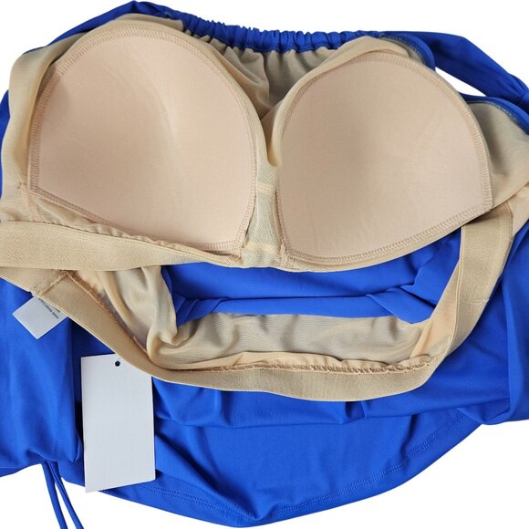 Swimsuits For All Womens Halter Swim Dress Ruched Sides Built-In Bra Size 22 - Picture 6 of 8